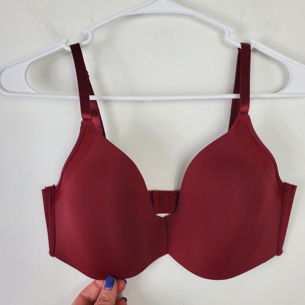 STRM LINE intimates Seamless Bra Womens Size 34C Burgandy Adjustable Straps